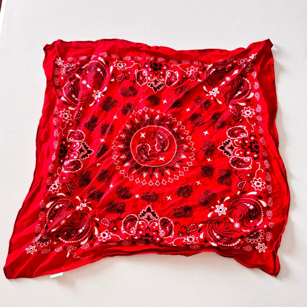 Red Paisley Square Bandana Scarf - Women Accessories